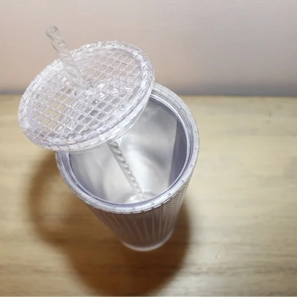 Starbucks 2020 Holiday Silver Studded Grid 24oz Cold Cup Tumbler Disco Winter - Picture 5 of 6